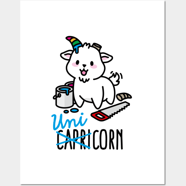 Unicorn capricorn cute funny Unicorn gift Wall Art by LaundryFactory